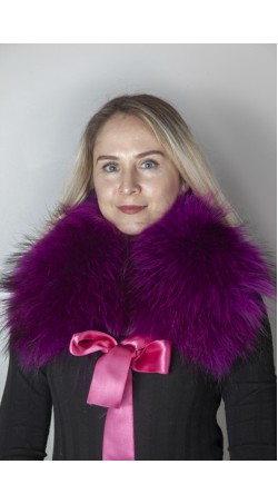 Violet-lilla Finnraccoon fur collar-neck warmer